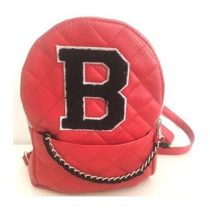 Vintage Justice Faux Quilted Red Leather Mini Backpack